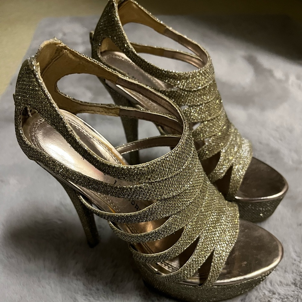 Chinese laundry gold wedge high heels (size 7.5)